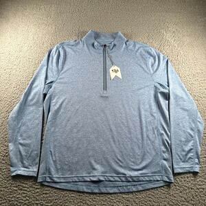 1764 Golf Pullover Mens L Sky Heather Quarter Zip Long Sleeve Performance NWT